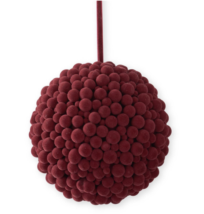Burgundy Pom Pom Ball Ornament