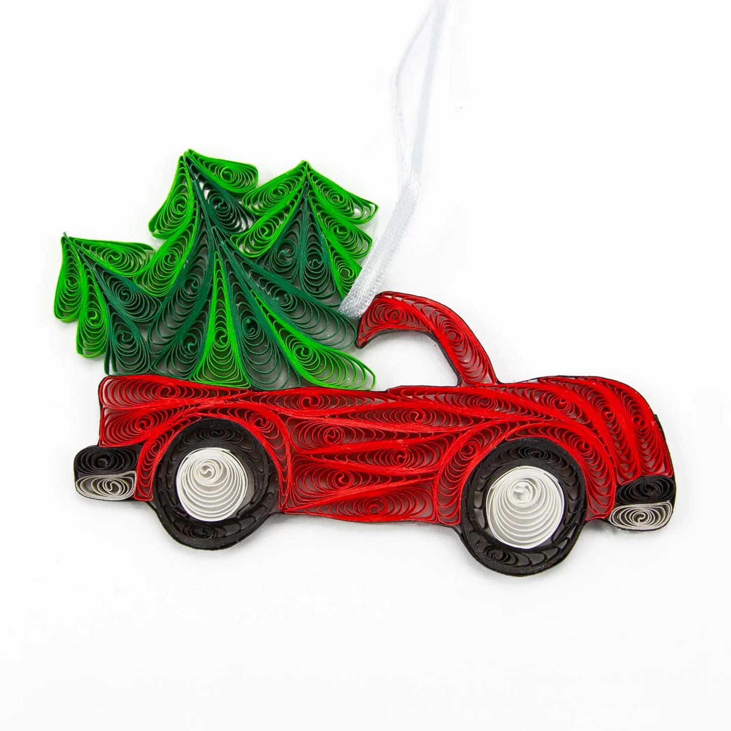 Red Truck With Christmas Tree Ornament
