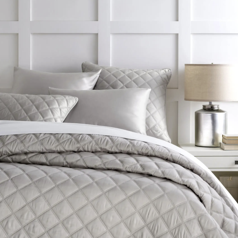 Quilted Silken Solid Coverlet