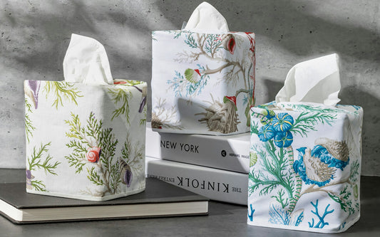 Del Tesoro Linen Tissue Box Cover
