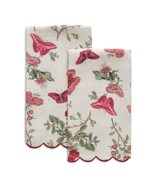 Baudin Butterfly Linen Guest Towel - Set of Two
