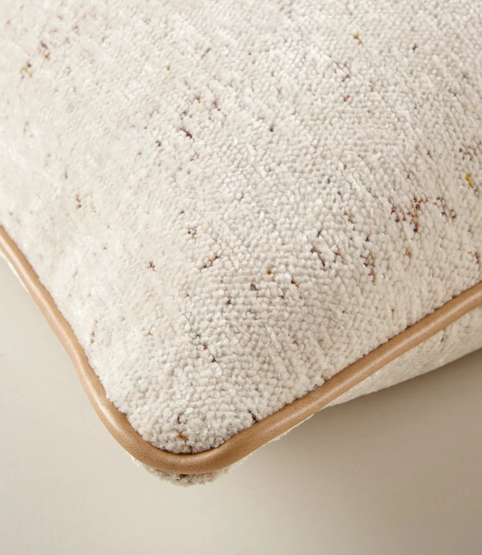 Leather Trim Lumbar Decorative Pillow