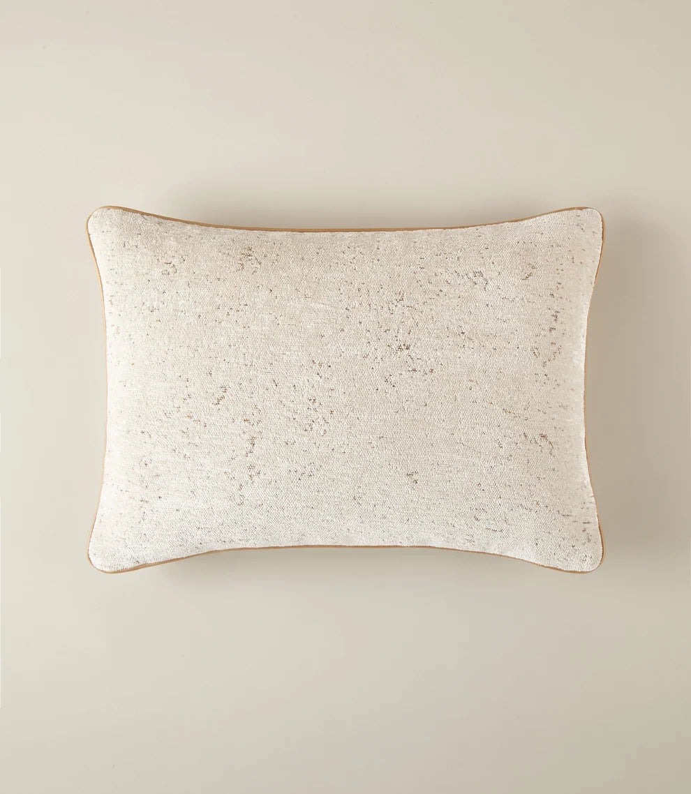 Leather Trim Lumbar Decorative Pillow