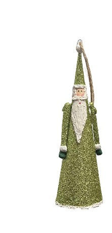 Tin Glittered Santa Cone Ornament