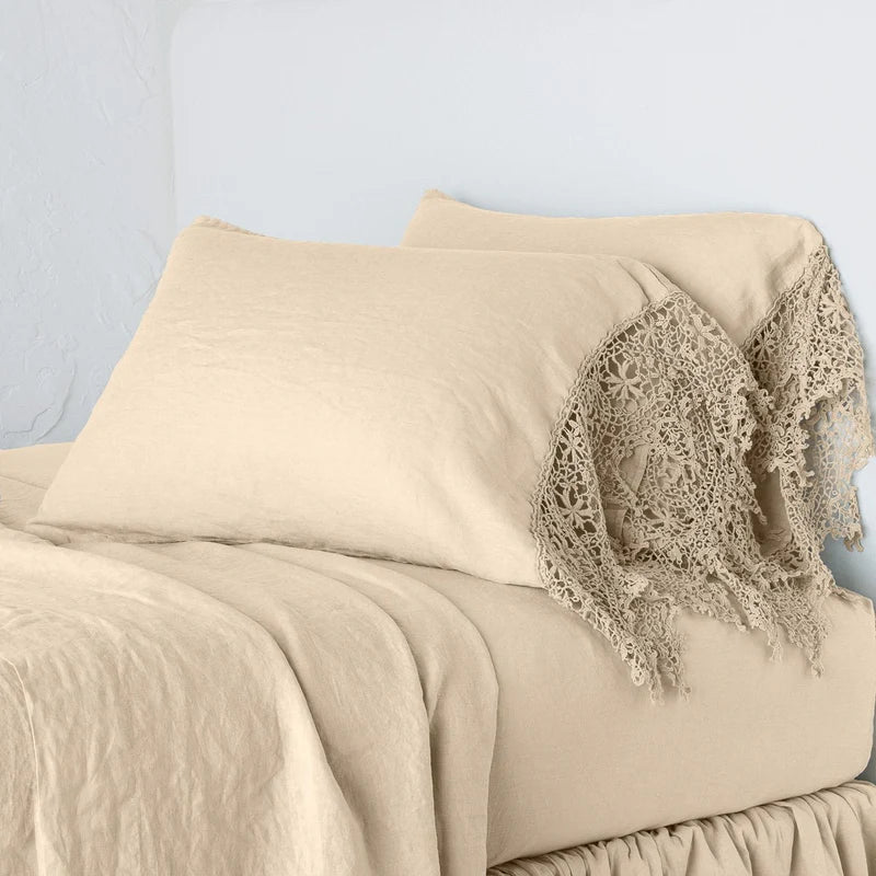 Linen Frida Lace Pillowcase (Single)