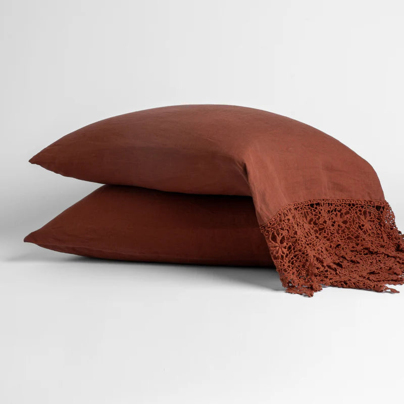 Linen Frida Lace Pillowcase (Single)