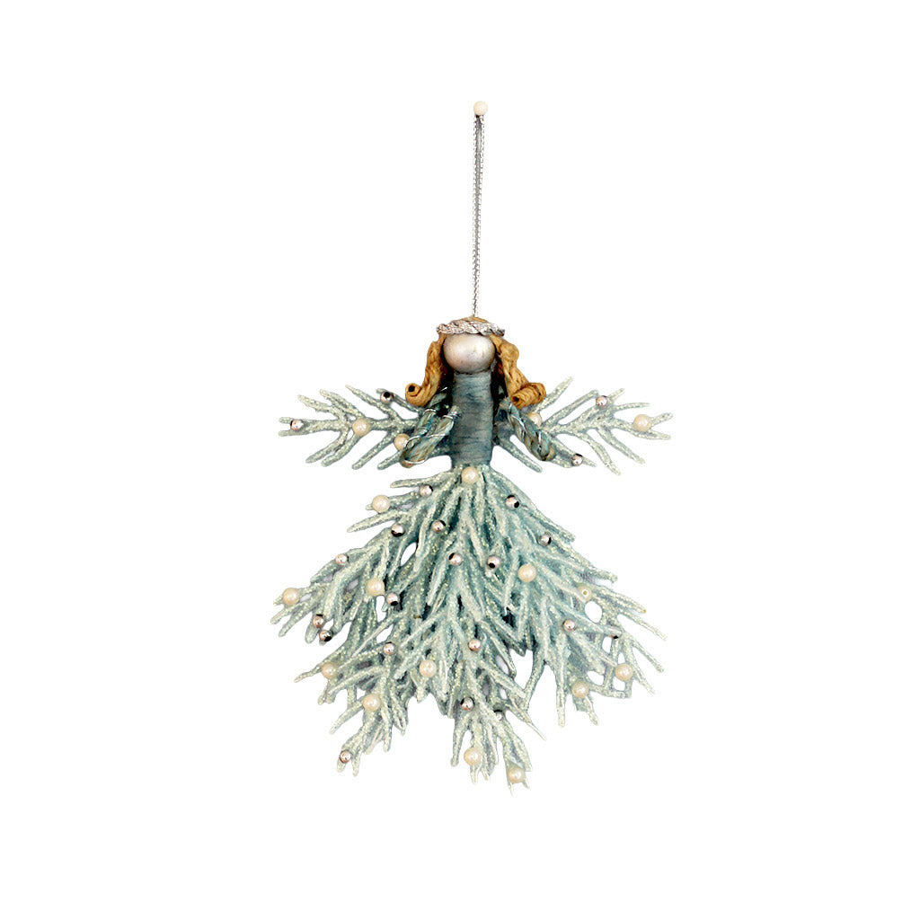 Beaded Coral Angel Ornament