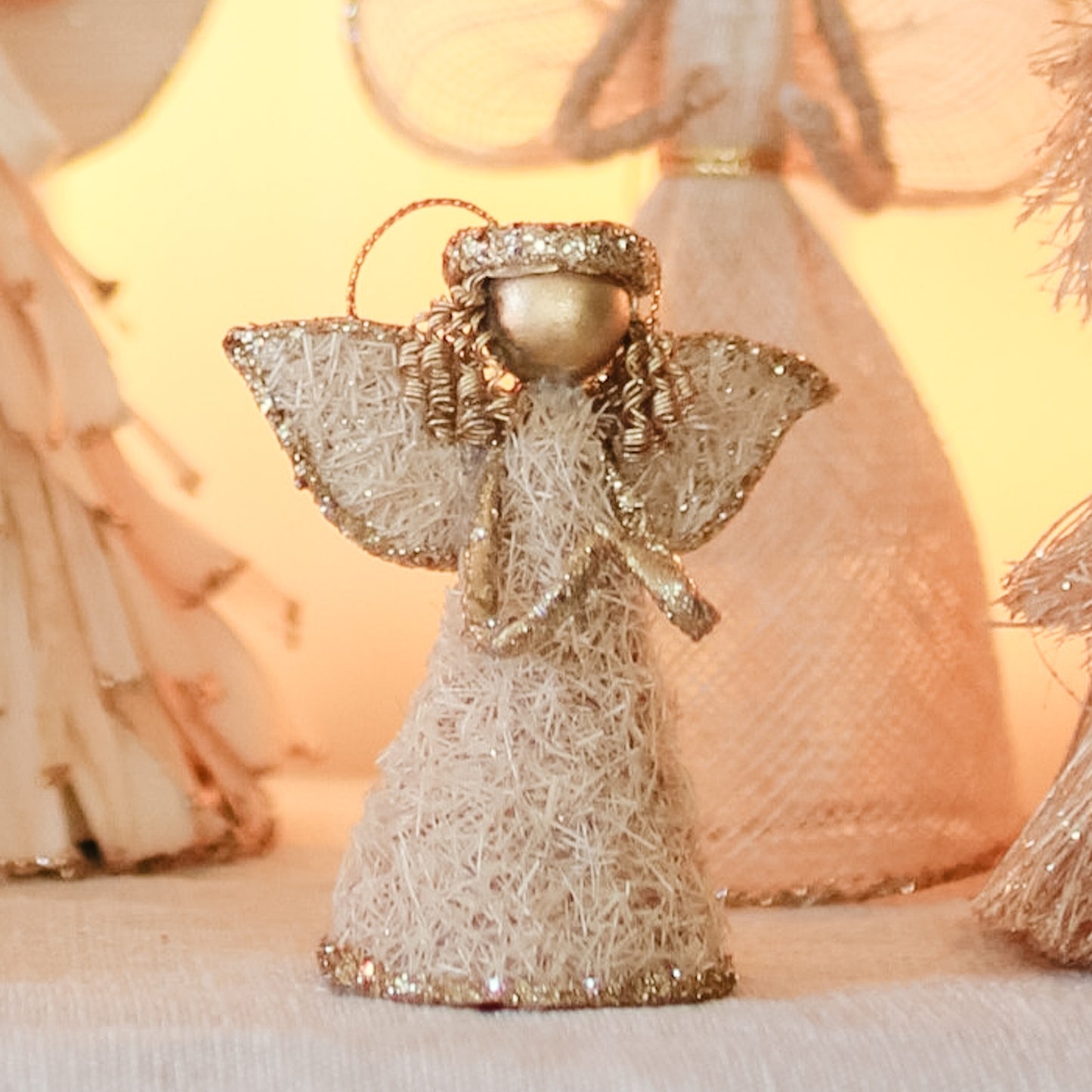 Mini Abaca Fiber Glittered Angel