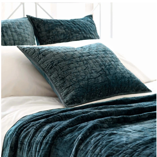Matte Velvet Juniper Quilted Sham