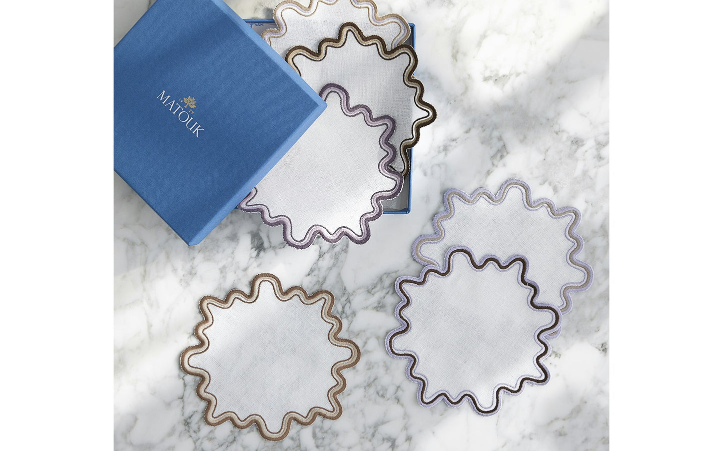 Wave 6" Round Cocktail Napkins - Set of 6