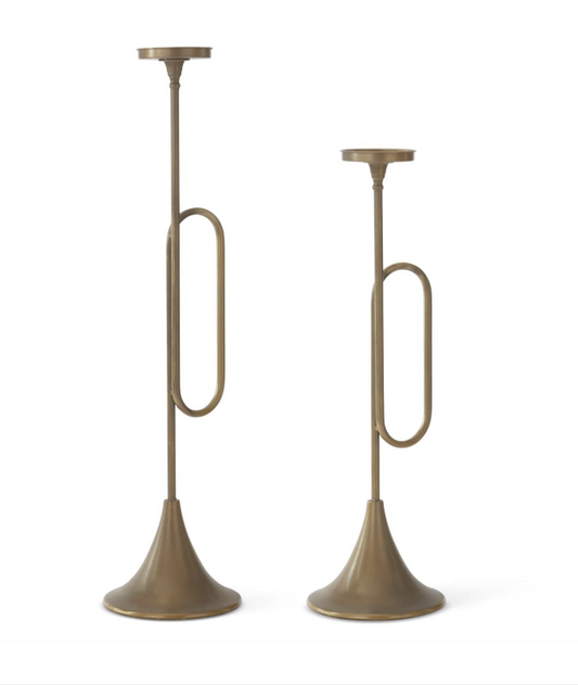 Gold Trumpet Pillar Candleholder